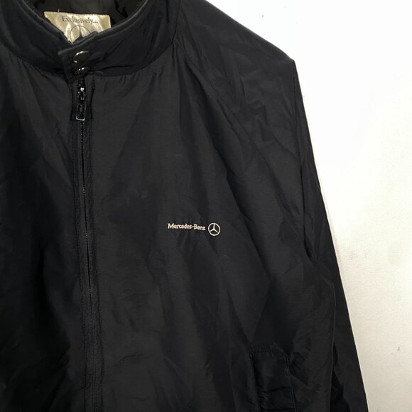 Vintage 90s Mercedes-Benz Embroidered Nylon Windbreaker Jacket Black mens size M - Picture 3 of 6